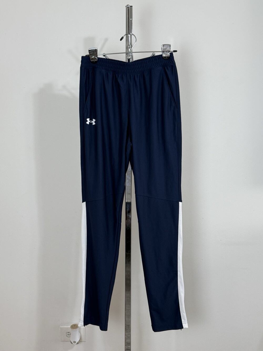 Under Armour Pants Mens Blue Fitted Tapered Athletic Track Mesh Zippers S NWT